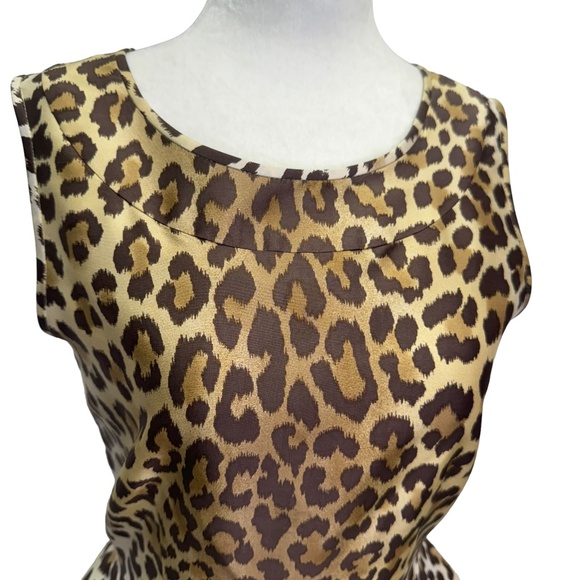 Kate Spade Randi Leopard Print Sleeveless Peplum Top Blouse Size 2 - Picture 4 of 10